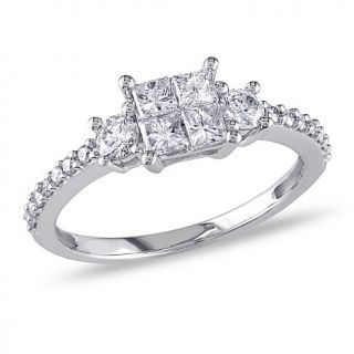 14K White Gold 0.78ct Princess Cut and Round Diamond Engagement Ring   8025968