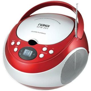 Naxa Portable CD Player with AM/FM Radio, Red, NPB251