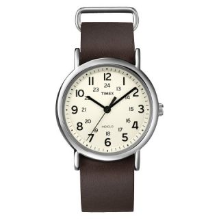 Timex Weekender ™ Full Size Slip Thru Leather Strap Watch with