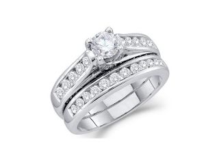 Diamond Engagement Ring Bridal Wedding Set 14k White Gold (1.43 Carat)