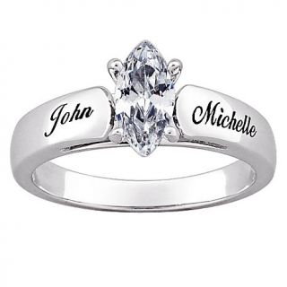 Sterling Silver Marquise CZ Personalized Wedding Ring   7122062