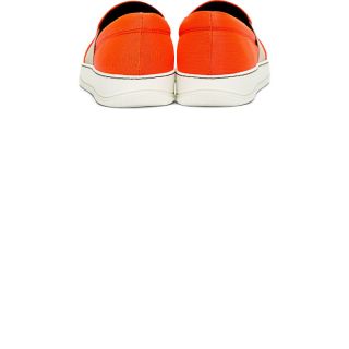 Lanvin Coral Red Textile Slip On Shoes