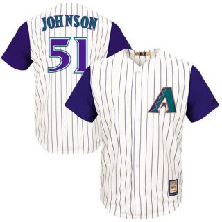 Majestic Randy Johnson #51 Arizona Diamondbacks Natural/Purple Cool Base Cooperstown Player Jersey