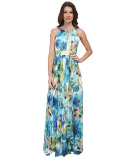 Eliza J Halter Maxi with Keyhole and Waterfall Skirt
