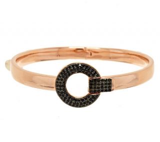 Bronzo Italia 1.50 ct tw Black Spinel Foldover Clasp Hinged Bangle —