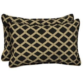 Hampton Bay Black Lattice Outdoor Lumbar Pillow (2 Pack) DISCONTINUED AD08121B 9D2