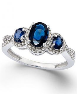 Sapphire (1 1/3 ct. t.w.) and Diamond (1/4 ct. t.w.) Three Stone Ring