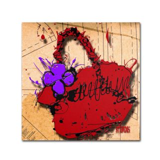 Trademark Fine Art Flower Purse Purple on Red by Roderick Stevens