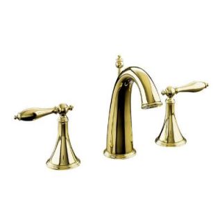 KOHLER Finial 8 in. 2 Handle Widespread Bathroom Faucet in Vibrant Polished Brass DISCONTINUED K 310 4M PB