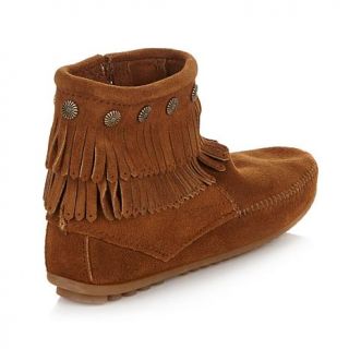 Minnetonka Suede Double Fringe Concho Bootie   7837425