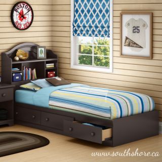 Summer Breeze Twin Mates Bed with Drawers and Bookcase Headboard by