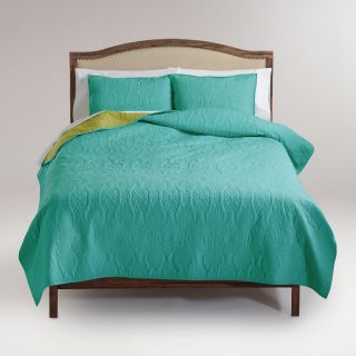 Turquoise and Oasis Green Simone Reversible Quilt