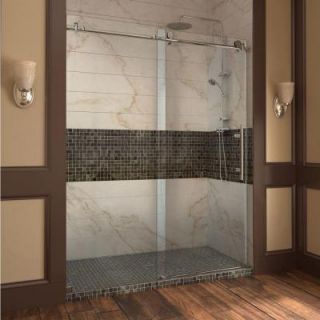 DreamLine Enigma X 56 in. to 60 in. x 76 in. Frameless Sliding Shower Door in Brushed Stainless Steel SHDR 61607610 07