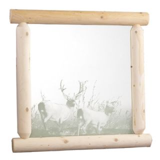 Rustic Cedar 27 H x 27 W Wilderness Mirror with Etching