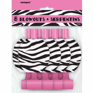 Zebra Print Party Blowers, 8 Count