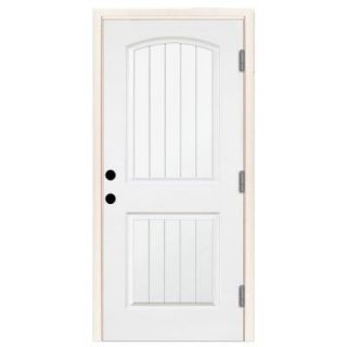 Steves & Sons 32 in. x 80 in. Premium 2 Panel Plank Primed White Steel Prehung Front Door with 32 in. Left Hand Outswing & 6 in. Wall ST22 PR 28 6OLH