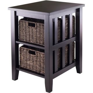 Morris End Table with 2 Baskets, Espresso