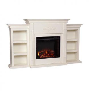 Tennyson Electric Fireplace with Bookcases   Ivory   7630119