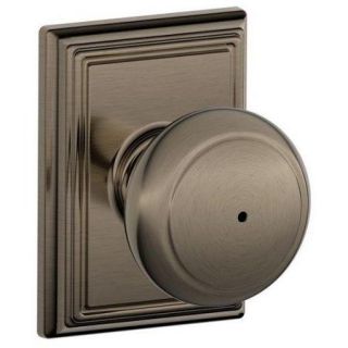 Schlage F40 AND ADD Privacy Addison Knobset ;Antique Pewter