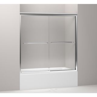 KOHLER Fluence 59.625 in W x 58.3125 in H Silver Frameless Bathtub Door