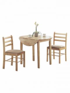 Dining Set with Drop Leaf Round Small Table (3 PC) by Monarch Specialties