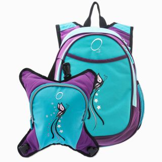 Obersee Munich Turquoise Butterfly School Backpack With Detachable