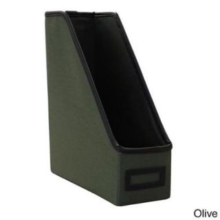 Decorative Canvas Magazine File Storage Box (12.5' x 4.5' x 10.625') Olive