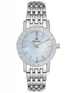 Bulova Womens Diamond Accent Stainless Steel Bracelet Watch 27mm
