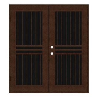 Unique Home Designs 60 in. x 80 in. Plain Bar Copperclad Right Hand Surface Mount Aluminum Security Door with Charcoal Insect Screen 1S1001JL2CCISA