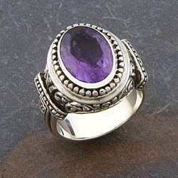 Handmade Sterling Silver Amethyst Cawi Ring (Indonesia)  