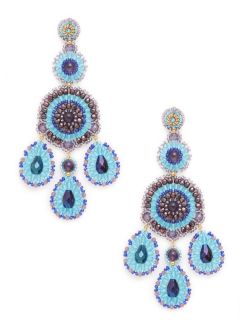 Amethyst & Blue Oversized Chandelier Earrings by Miguel Ases