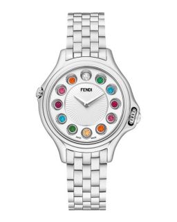 Fendi Timepieces Crazy Carats Stainless Steel Topaz Watch with White Dial, 3.61 TCW