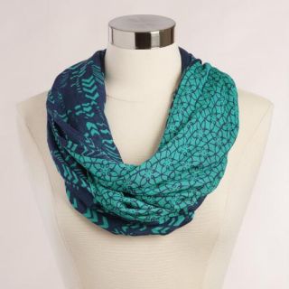 Turquoise and Navy Double Sided Infinity Scarf