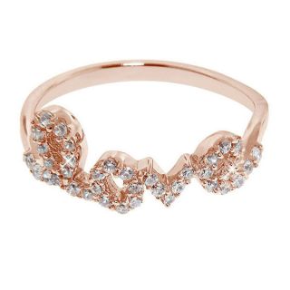 Eternally Haute Rose Gold over Silver Cubic Zirconia Pave Love Ring