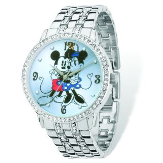 Disney Womens Mickey and Minnie Silvertone Bracelet Watch   17659721
