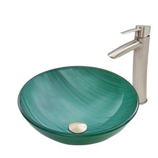 Whispering Wind Glass Vessel Bathroom Sink and Shadow Faucet Set by