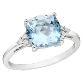 CT.T.W. Blue Topaz 4 Prong & 1/10 CT.T.W. Diamond Shared Prong