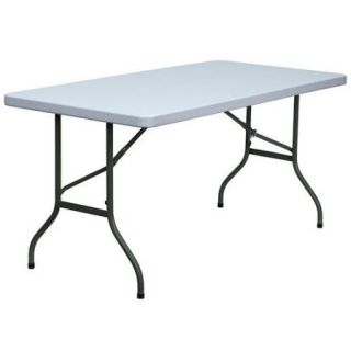 Flash Furniture 30'' W Blow Molded Plastic Folding Table in Granite White