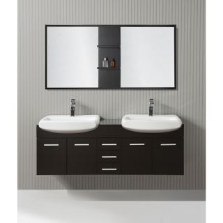 ICA Furniture Cleo 59 inch Espresso Modern Bathroom Vanity with Mirror