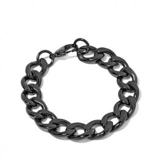 Men's Black Stainless Steel 13mm Curb Link Bracelet   6585161