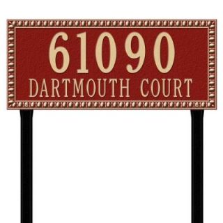 Whitehall Products Egg and Dart Rectangular Red/Gold Estate Lawn Two Line Address Plaque 6117RG