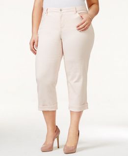 Style & Co. Plus Size Tummy Control Pink Bliss Wash Capri Jeans, Only