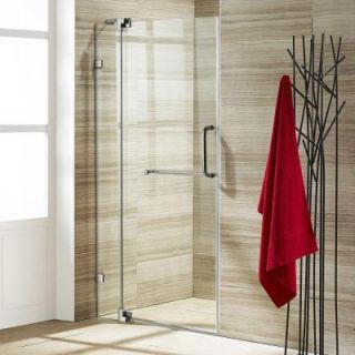 Vigo 36 in. to 42 in. x 74 in. Semi Framed Pivot Shower Door in Brushed Nickel with Clear Glass VG6042BNCL42