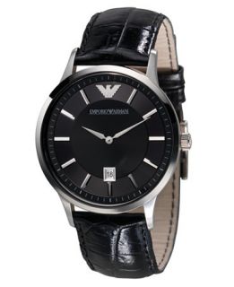Emporio Armani Watch, Mens Black Leather Strap AR2411