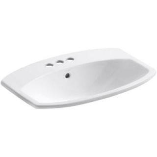 KOHLER Cimarron Drop In Vitreous China Bathroom Sink in White K 2351 4 0