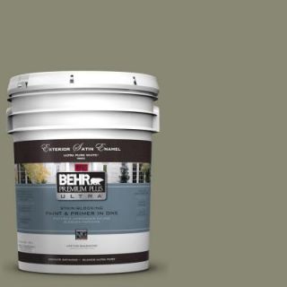 BEHR Premium Plus Ultra 5 gal. #UL200 5 Dried Basil Satin Enamel Exterior Paint 985305