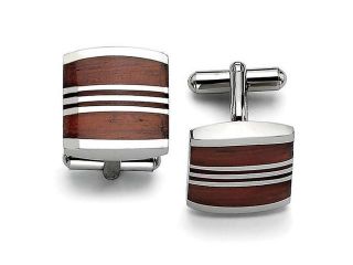Wood Cuff Links in Stainless Steel