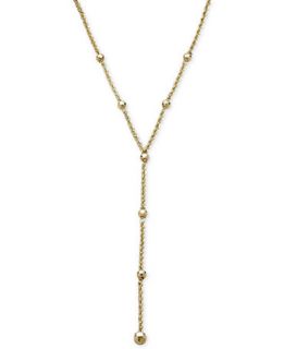 Beaded Station Rope Lariat Necklace in 14k Gold   Necklaces   Jewelry