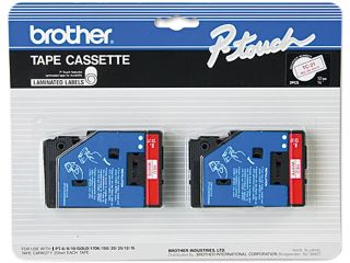 Brother TC 21 TC Tape Cartridges for P Touch Labelers, 1/2w, Red on White, 2/Pack