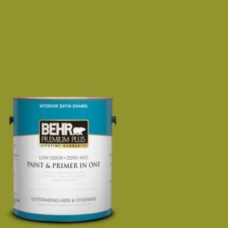 BEHR Premium Plus 1 gal. #P350 7 Lazy Lizard Satin Enamel Interior Paint 730001